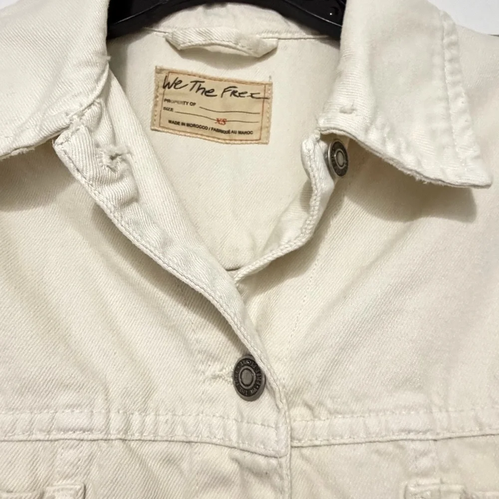 Free People We The free Off-White Opal Swing Denim Jacket Size XS 36076 - Picture 8 of 15